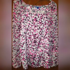 Apt 9 Pink Floral Long Sleeve Square neck top M